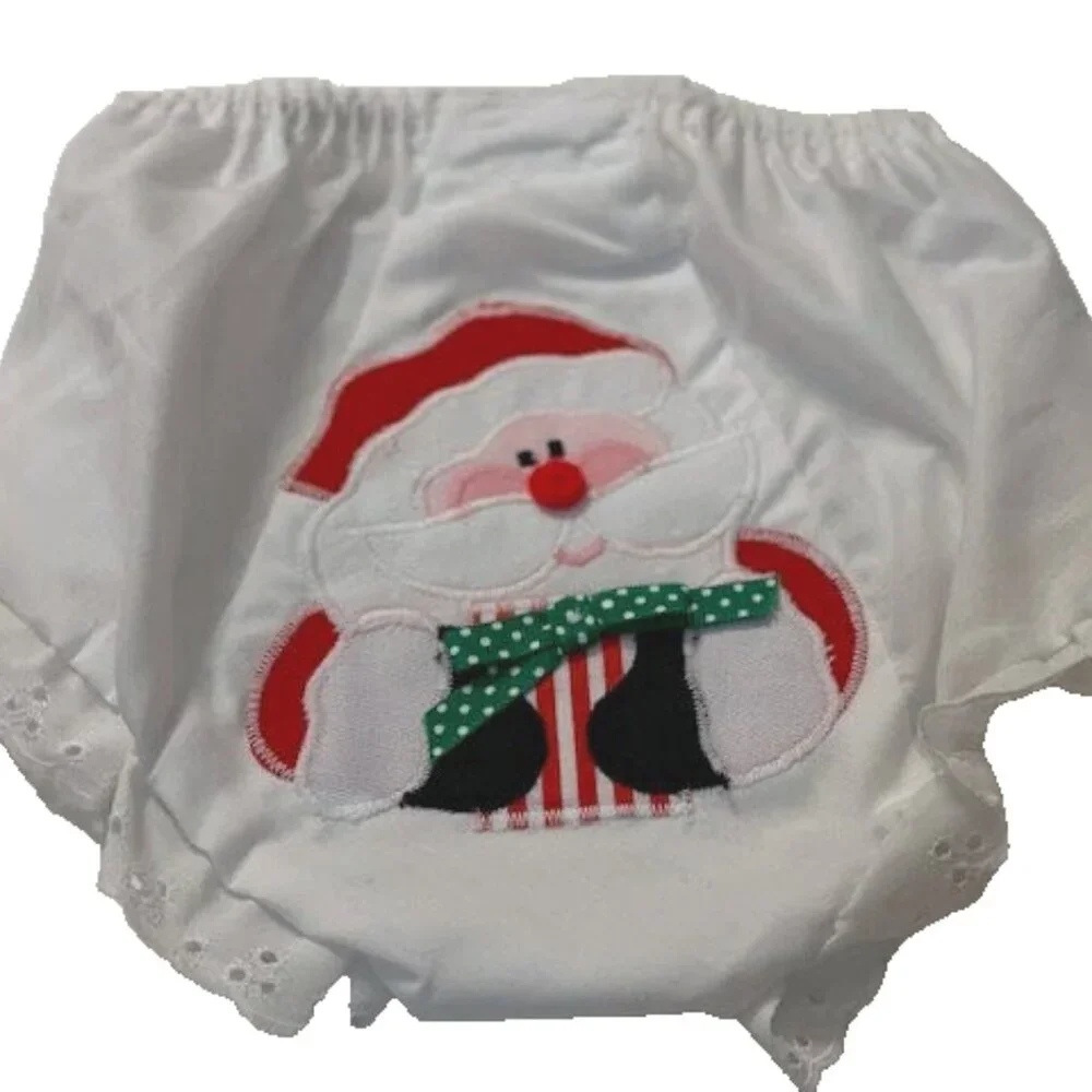 Christmas Baby Girl's Diaper Cover SANTA VGT Mullins Square White Size Seat 2